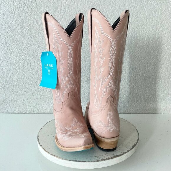 Lane LEXINGTON Womens Cowboy Boots 8 Blush Pink Western Cowgirl Mid Calf Tall - Picture 1 of 11